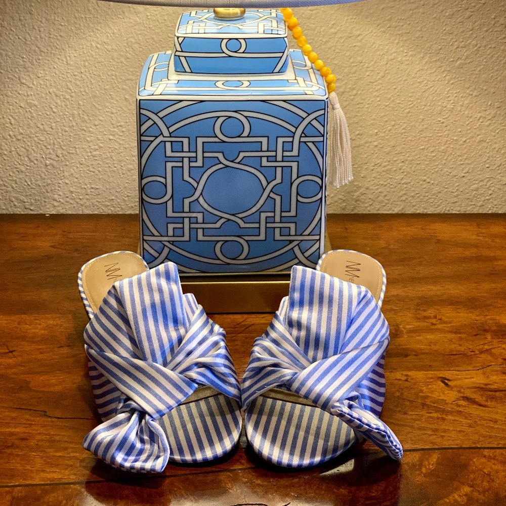 Neiman Marcus Knotted Striped Sandals